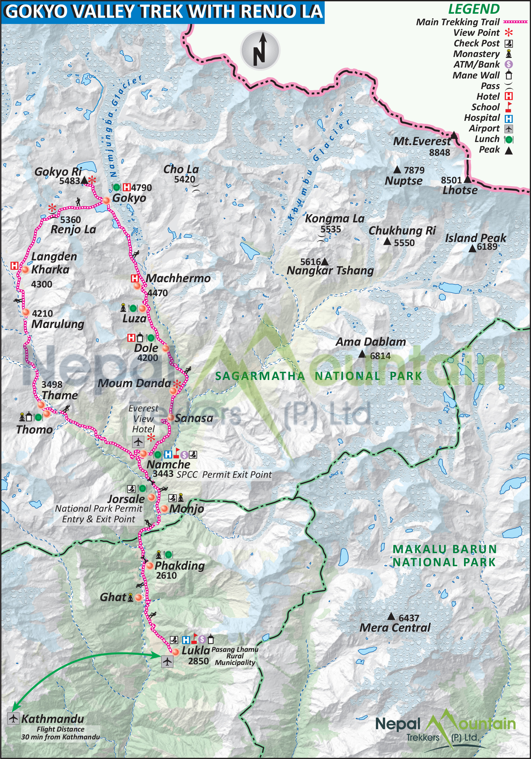 map of Gokyo Valley Trek with Renjo La Pass