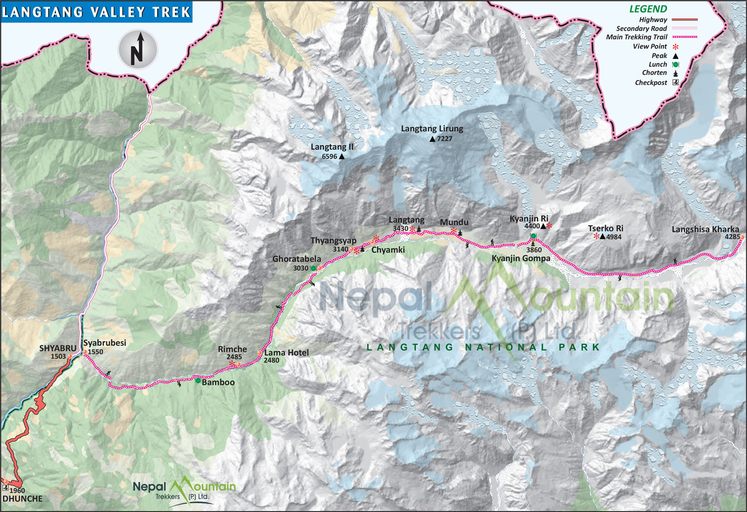 map of Langtang Valley Trek