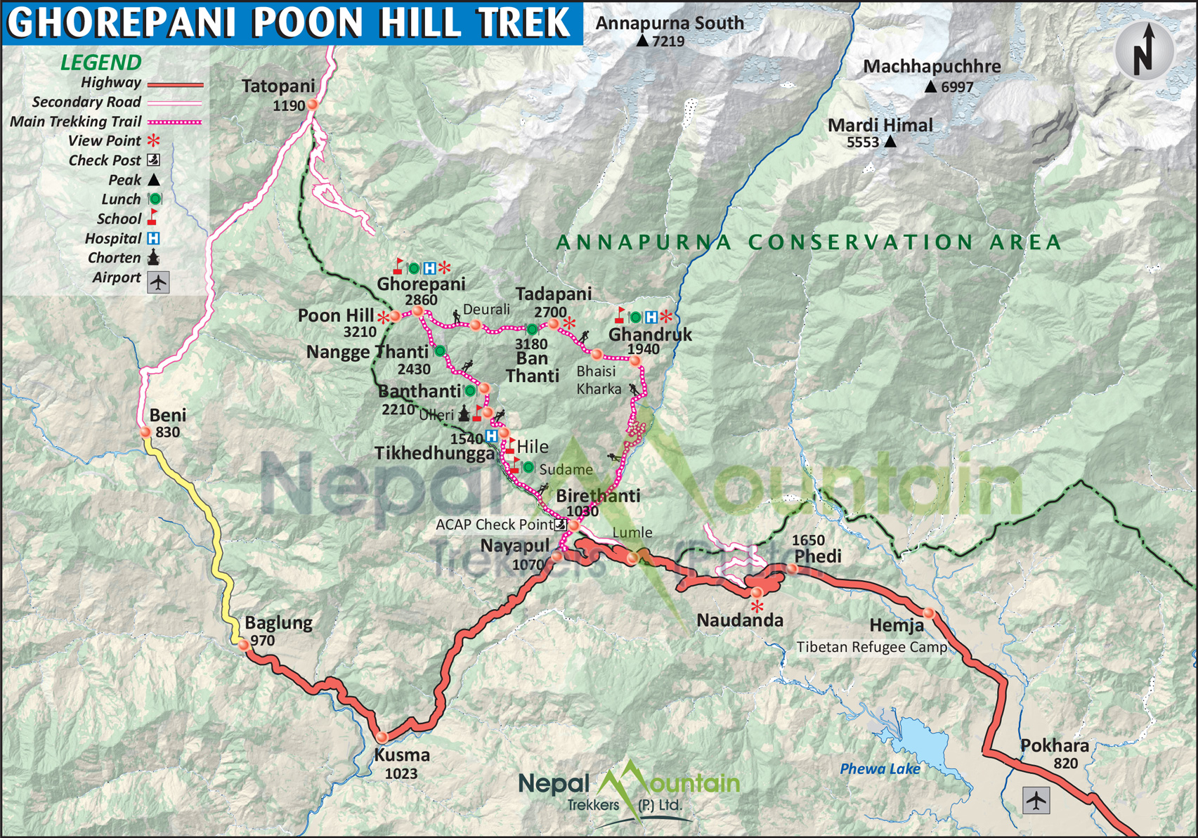 map of Ghorepani Poon Hill Trek