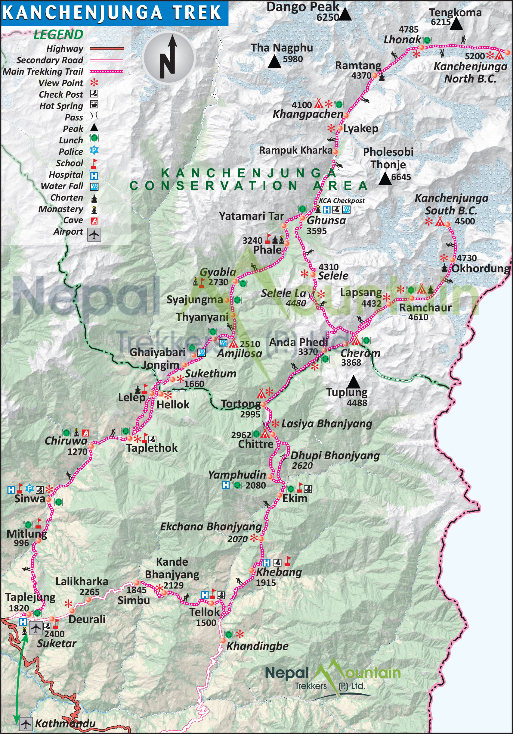 map of Kanchenjunga Trek