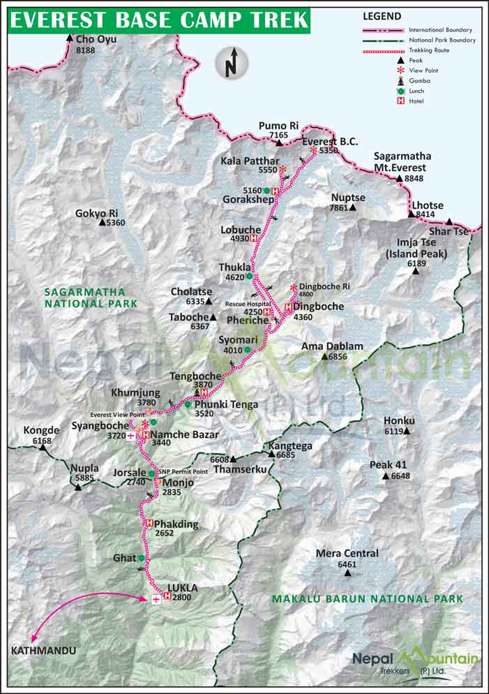 map of Everest Base Camp Trek