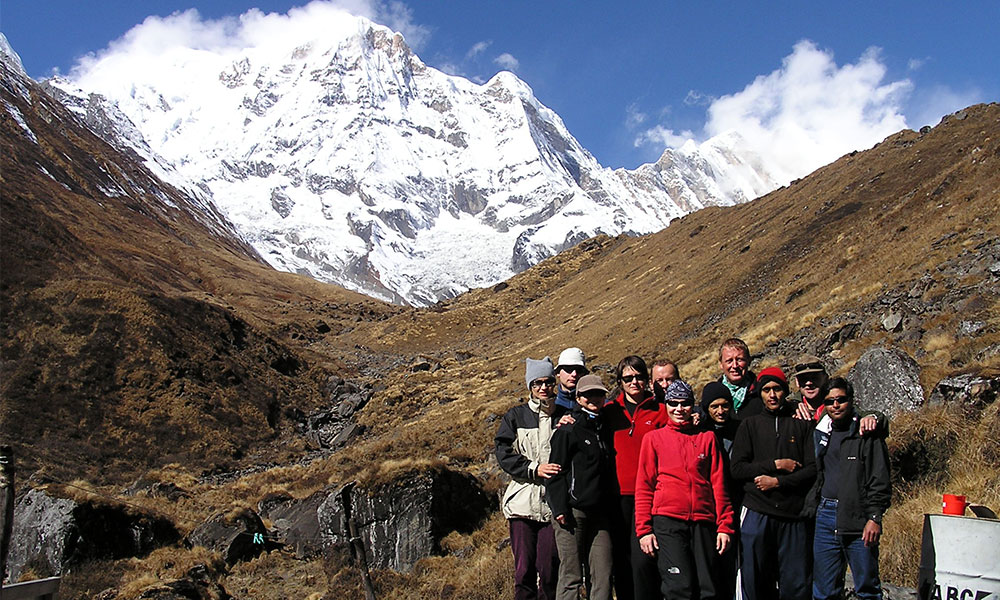 Group photo at Annapurna Base Camp